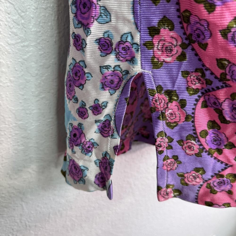 Vintage Stockton Shirt Womens Retro Floral Disco Button Up Blouse 70s 80s S/M - Picture 7 of 13